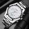 Men's Quartz Watch Alloy Case Round Dial Business Style Waterproof Luminous