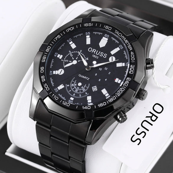 Men's Quartz Watch Alloy Case Round Dial Business Style Waterproof Luminous