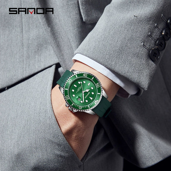 Men's Quartz Watch Alloy Case Silicone Strap Round Dial Leisure Style