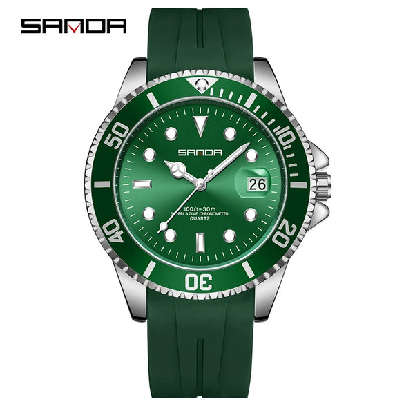 Men's Quartz Watch Alloy Case Silicone Strap Round Dial Leisure Style