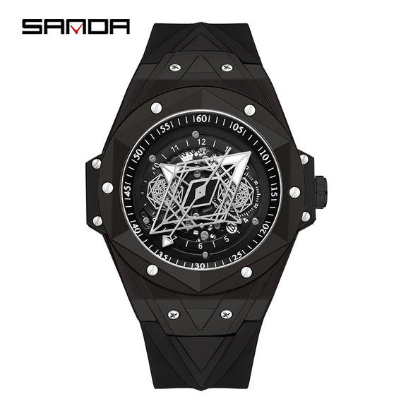 Men's Quartz Watch Alloy Case Silicone Strap Round Dial Printed Logo