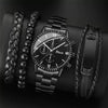 Men's Quartz Watch Alloy Case Stainless Steel Strap Round Dial Sporty Fashion Casual Bracelet Set