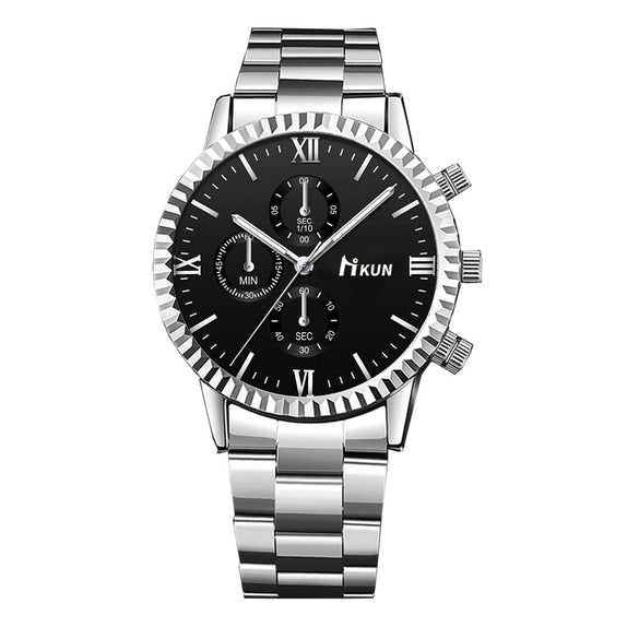 Men's Quartz Watch Alloy Case Stainless Steel Strap Round Dial Sporty Fashion Casual Bracelet Set