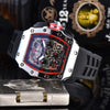 Men's Quartz Watch Barrel Shaped Dial Multifunctional Pointer And Number Display Metal Case Silicone Strap Casual Wristwatch