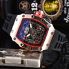 Men's Quartz Watch Barrel Shaped Dial Multifunctional Pointer And Number Display Metal Case Silicone Strap Casual Wristwatch