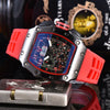 Men's Quartz Watch Barrel Shaped Dial Multifunctional Pointer And Number Display Metal Case Silicone Strap Casual Wristwatch