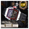 Men's Quartz Watch Barrel Shaped Dial Multifunctional Pointer And Number Display Metal Case Silicone Strap Casual Wristwatch