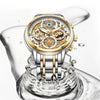 Men's Quartz Watch Multifunctional Chronograph Waterproof Hollow Concept Zinc Alloy Case Stainless Steel Strap Round Dial