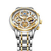Men's Quartz Watch Multifunctional Chronograph Waterproof Hollow Concept Zinc Alloy Case Stainless Steel Strap Round Dial