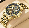 Men's Quartz Watch Multifunctional Chronograph Waterproof Hollow Concept Zinc Alloy Case Stainless Steel Strap Round Dial