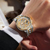 Men's Quartz Watch Multifunctional Chronograph Waterproof Hollow Concept Zinc Alloy Case Stainless Steel Strap Round Dial