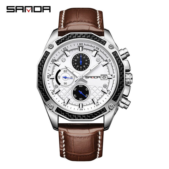 Men's Quartz Watch Zinc Alloy Case Mineral Strengthened Glass Mirror Belt Strap Stainless Steel Clasp Round Dial Business Style