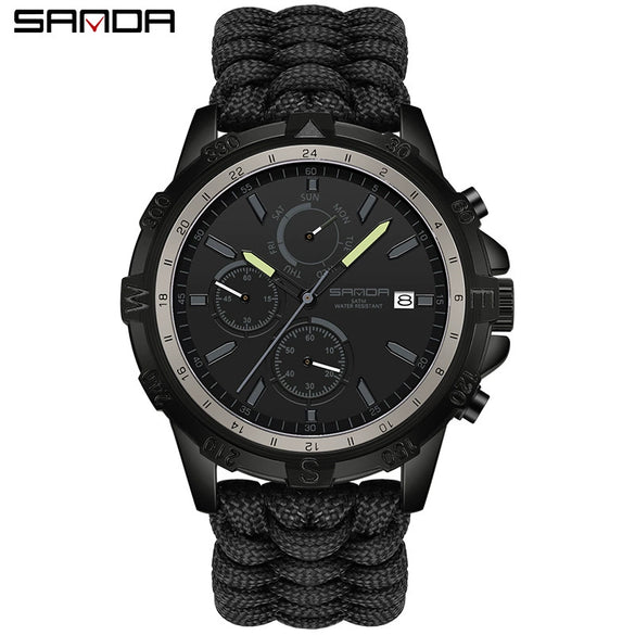 Men's Quartz Watch Zinc Alloy Outdoor Mountaineering Sports Detachable Woven Round Simple Style