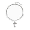 Men's Retro Cross Pendant Necklace Alloy Geometric Handmade Pearl Stitching