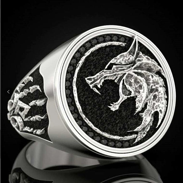 Men's Retro Electroplated Alloy Wolf Head Ring Geometric Statement Joint Ring For Unisex Wear