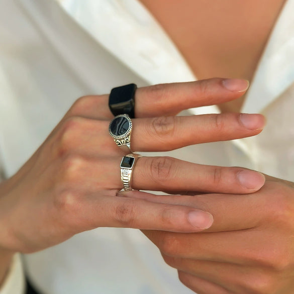 Men's Retro Fashionable High Grade Alloy Geometric Ring Set