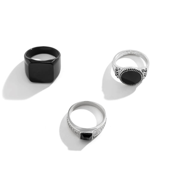 Men's Retro Fashionable High Grade Alloy Geometric Ring Set
