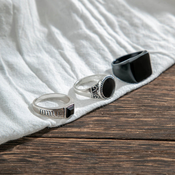 Men's Retro Fashionable High Grade Alloy Geometric Ring Set