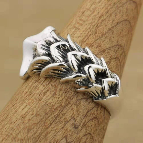 Men's Retro Geometric Animal Bone Paw Open Ring Copper Electroplated Punk Index Finger Ring
