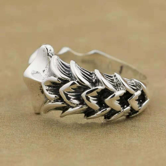 Men's Retro Geometric Animal Bone Paw Open Ring Copper Electroplated Punk Index Finger Ring