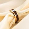 Men's Retro Geometric Black Wood Grain Tungsten Steel Ring With Electroplated Finish For Unisex Wear