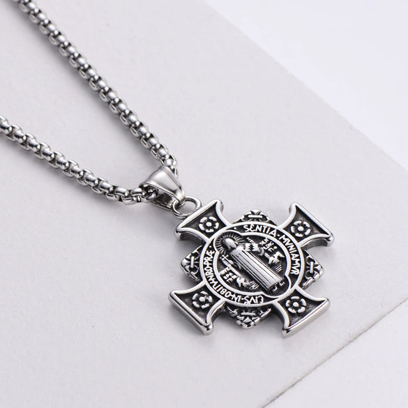Men's Retro Hip Hop Stainless Steel Pendant Necklace With Doll Pattern And Electroplating Design