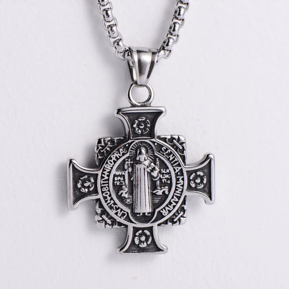 Men's Retro Hip Hop Stainless Steel Pendant Necklace With Doll Pattern And Electroplating Design
