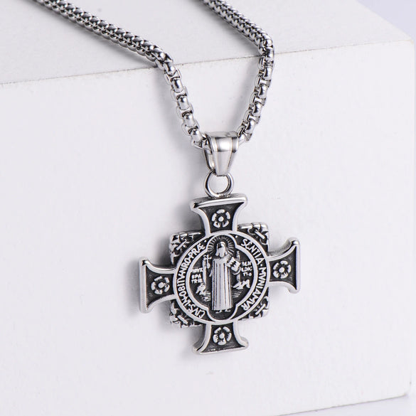 Men's Retro Hip Hop Stainless Steel Pendant Necklace With Doll Pattern And Electroplating Design