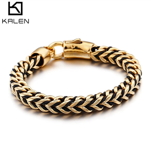 Men's Retro Hiphop Style Titanium Steel Woven Rope Bracelet With Geometric Pattern And Electroplating Treatment