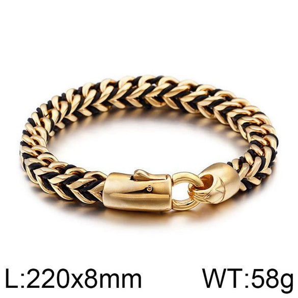 Men's Retro Hiphop Style Titanium Steel Woven Rope Bracelet With Geometric Pattern And Electroplating Treatment