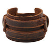 Men's Retro Leather Wide Bracelet With Geometric Pattern And Rub Ancient Polishing