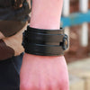 Men's Retro Leather Wide Bracelet With Geometric Pattern And Rub Ancient Polishing
