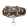 Men's Retro Natural Geometric Braided Artificial Leather Feather Hook Beaded Bracelet