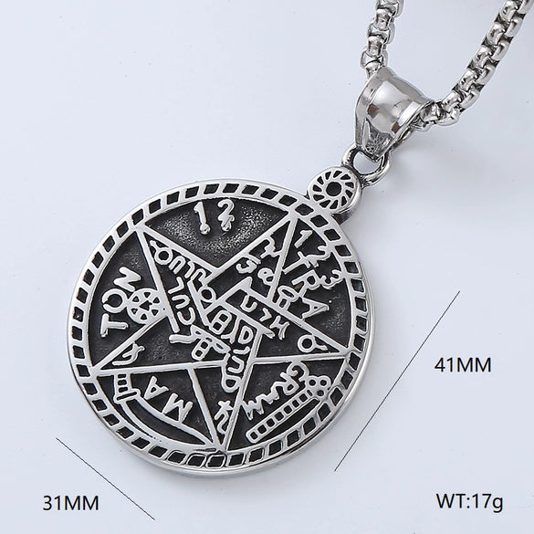 Men's Retro Punk Street Fashion Long Stainless Steel Necklace With Geometric Pattern And Polishing Treatment