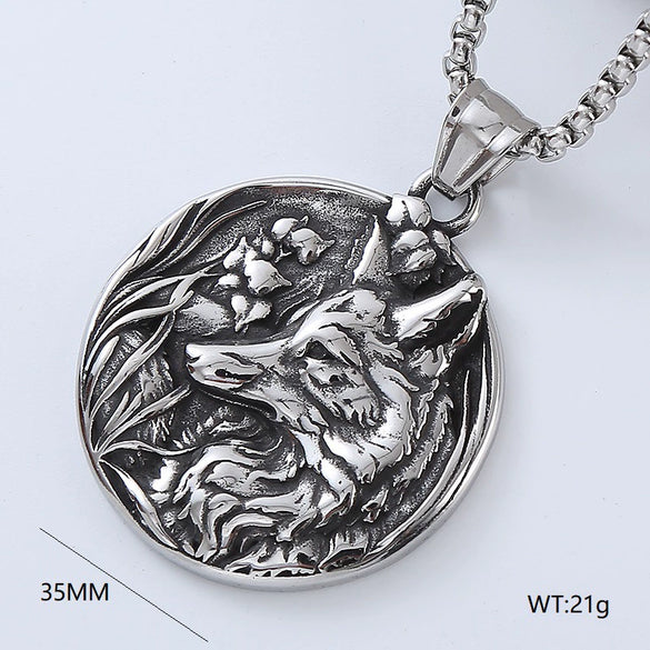Men's Retro Punk Street Fashion Long Stainless Steel Necklace With Geometric Pattern And Polishing Treatment