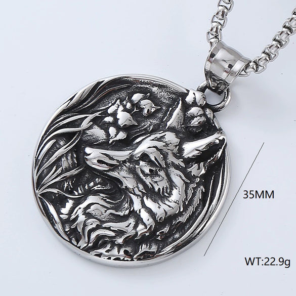 Men's Retro Punk Street Fashion Long Stainless Steel Necklace With Geometric Pattern And Polishing Treatment