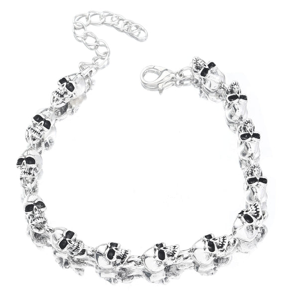 Men's Retro Punk Style Alloy Geometric Skull Electroplating Bracelet