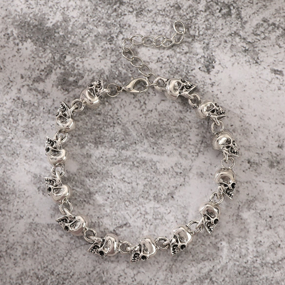 Men's Retro Punk Style Alloy Geometric Skull Electroplating Bracelet