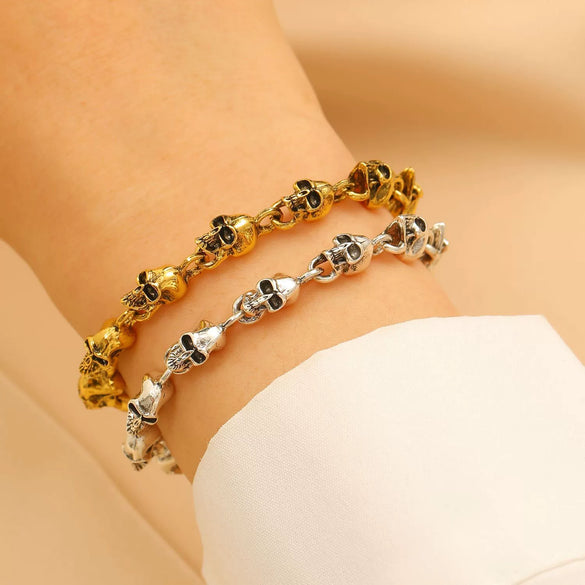 Men's Retro Punk Style Alloy Geometric Skull Electroplating Bracelet