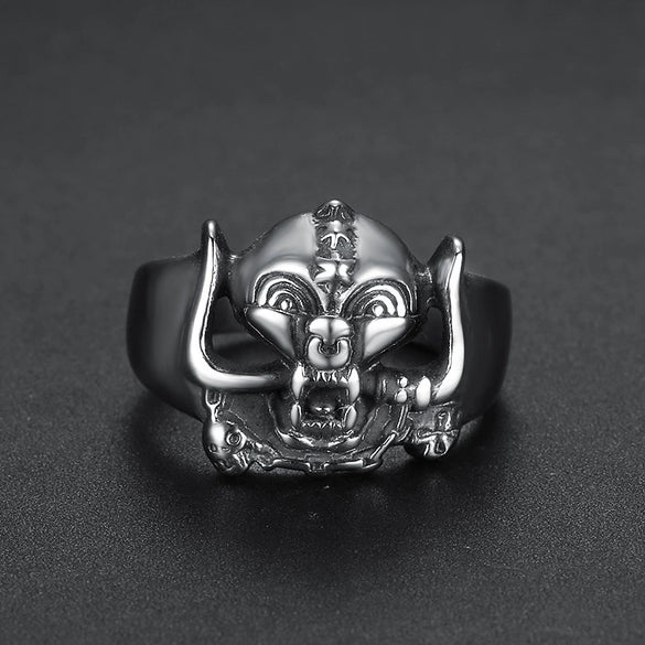 Men's Retro Skull Titanium Steel Ring With Electroplated Stainless Steel Personality Design