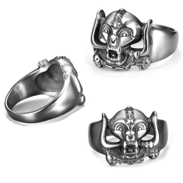 Men's Retro Skull Titanium Steel Ring With Electroplated Stainless Steel Personality Design
