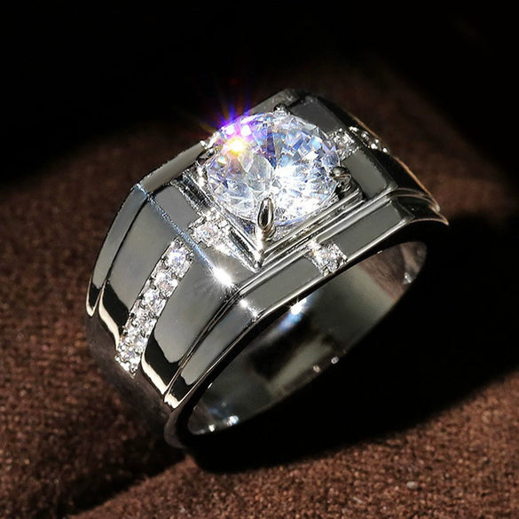 Men's Ring Copper Geometric Inlaid Zircon