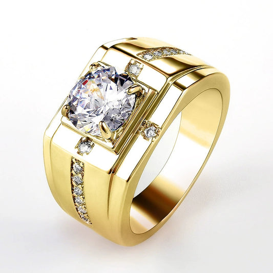 Men's Ring Copper Geometric Inlaid Zircon