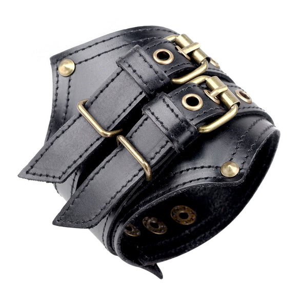 Men's Rock Retro Cowhide And Alloy Handmade Geometric Bracelet