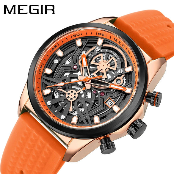 Men's Silicone Alloy Quartz Watch Business Style Round Dial Spiral Crown Pin Buckle