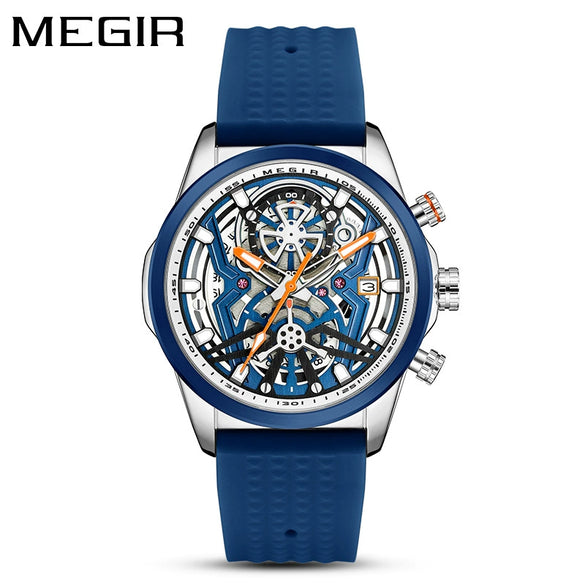 Men's Silicone Alloy Quartz Watch Business Style Round Dial Spiral Crown Pin Buckle