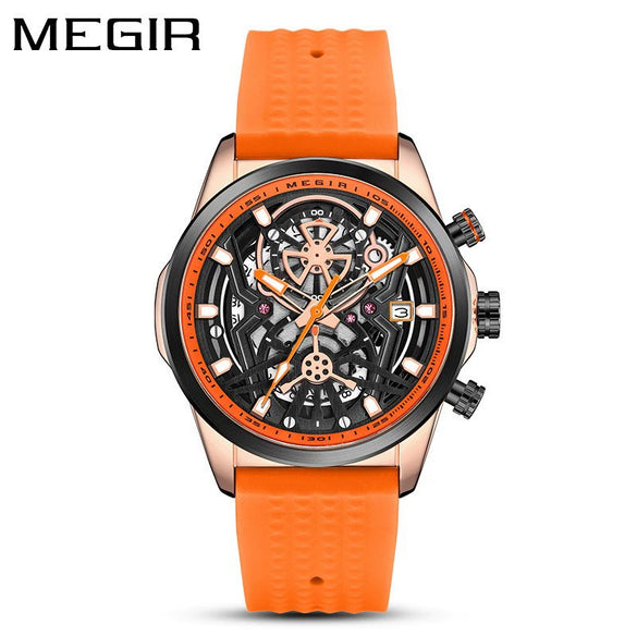 Men's Silicone Alloy Quartz Watch Business Style Round Dial Spiral Crown Pin Buckle