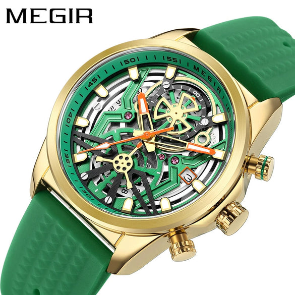 Men's Silicone Alloy Quartz Watch Business Style Round Dial Spiral Crown Pin Buckle