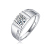 Men's Silver Moissanite Inlaid Geometric Ring