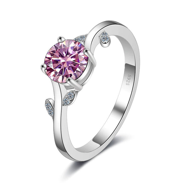 Men's Silver Synthetic Moissanite Round Ring Set With Precious Stones